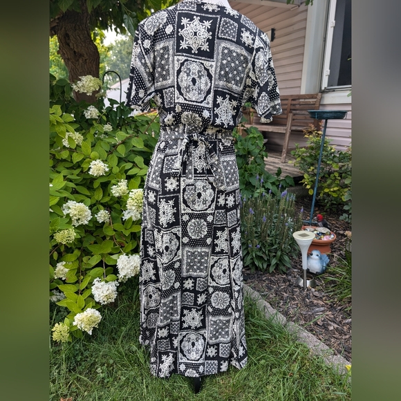 Vintage 90s Smart Set Patchwork Whimsigoth Button-Up Dress Size Small - Picture 7 of 10